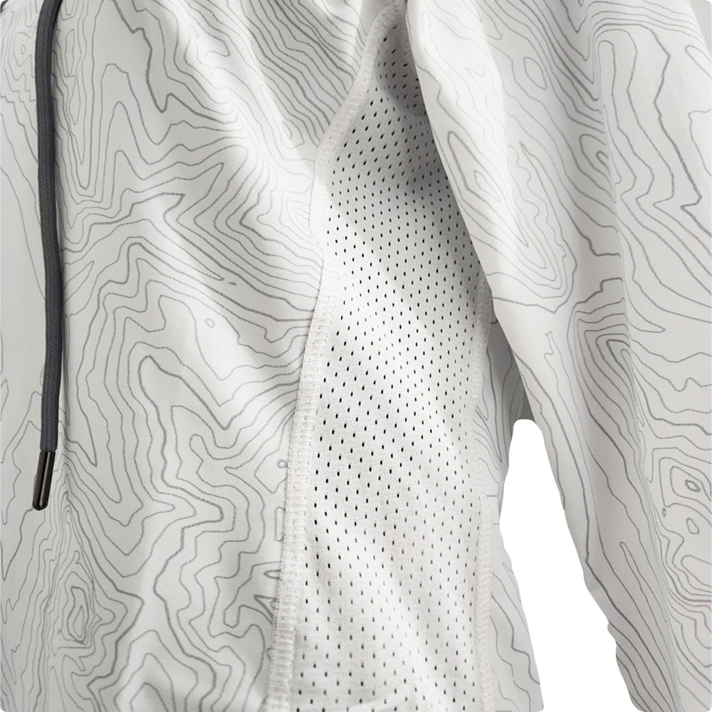 Womens Long Sleeve Hoodie with Mask - Contour Camo - White
