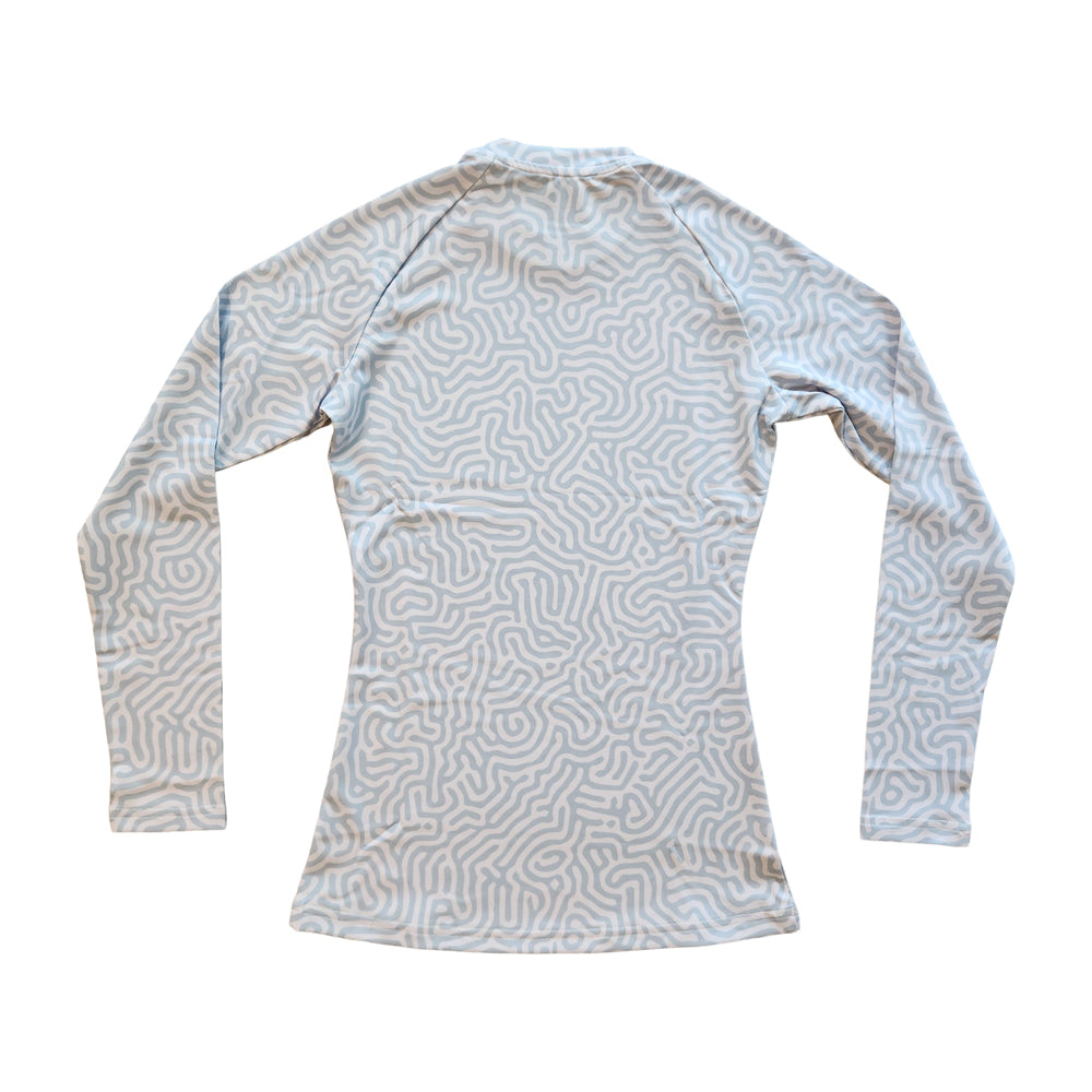 Womens Long Sleeve Rash Guard Shirt - Brain Coral