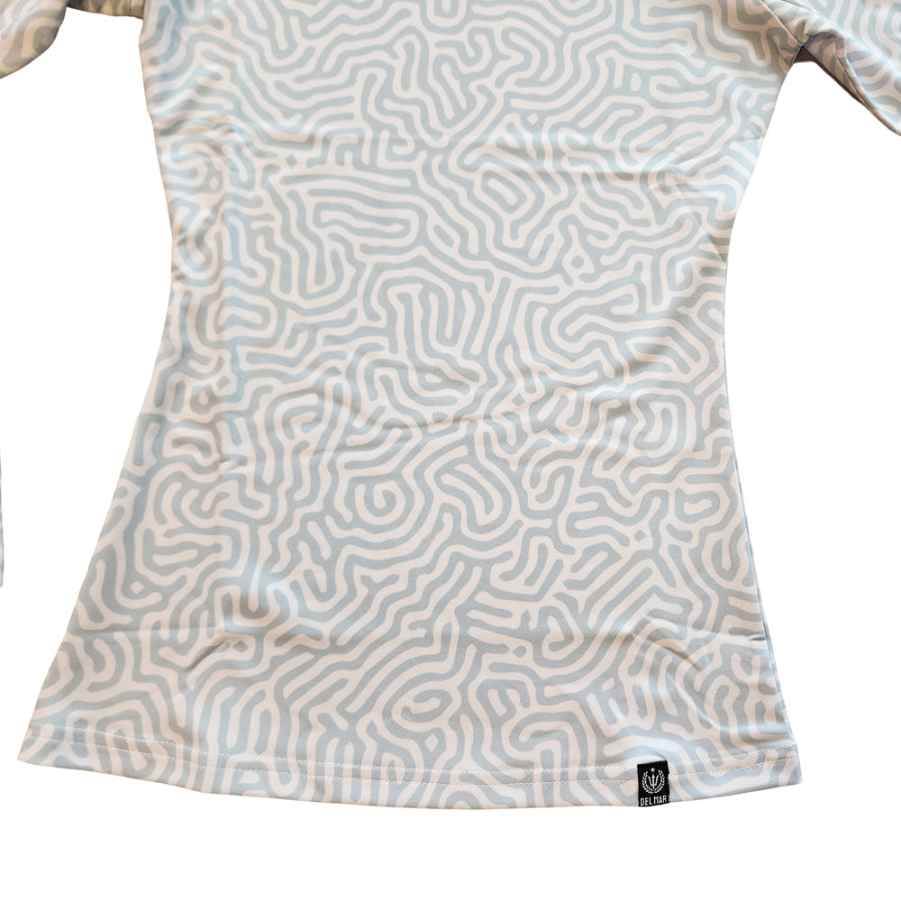 Womens Long Sleeve Rash Guard Shirt - Brain Coral