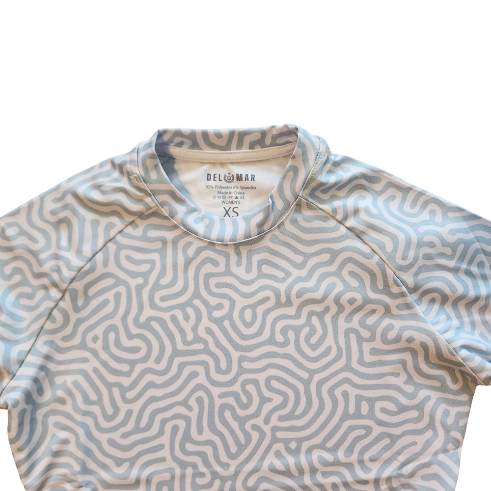 Womens Long Sleeve Rash Guard Shirt - Brain Coral