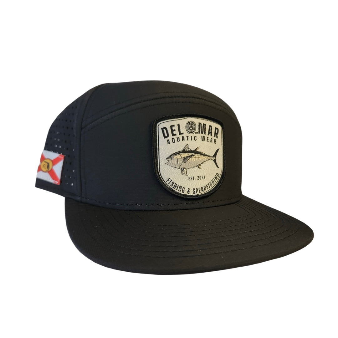 Laser Cut Mesh Performance Fishing Hat - Blackfin Tuna - Black