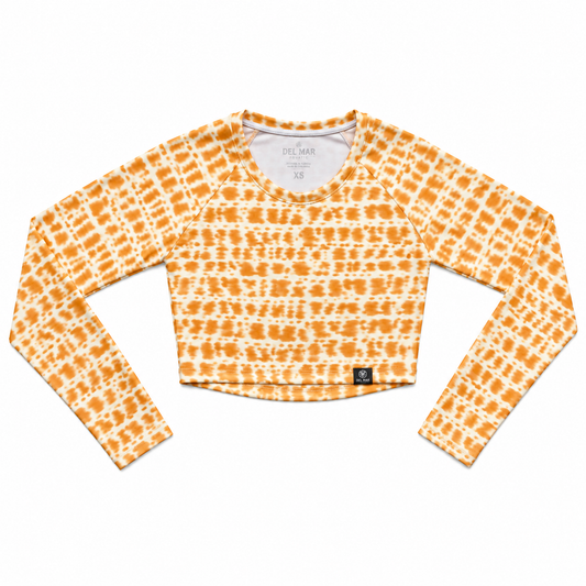 Womens Long Sleeve Crop Top Rash Guard Shirt - Sea Shell