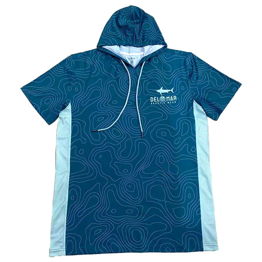 Performance Short Sleeve Shirt with Hood - Swordfish Depth - Aqua