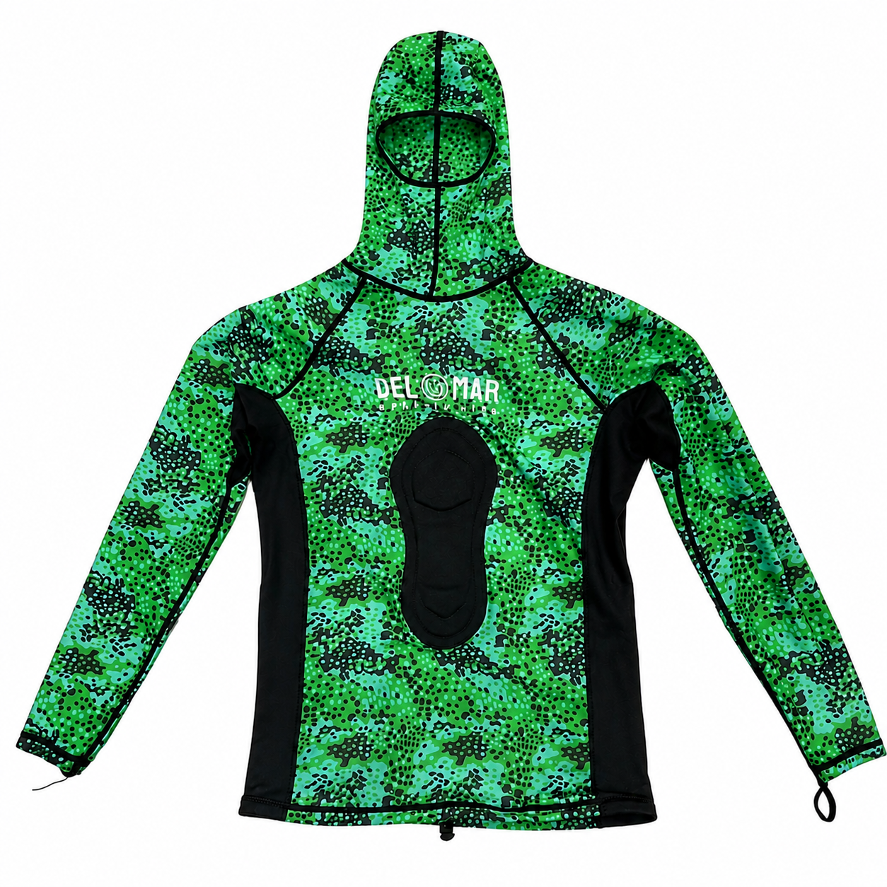 Mens Spearfishing Rash Guard Top - Green Camo