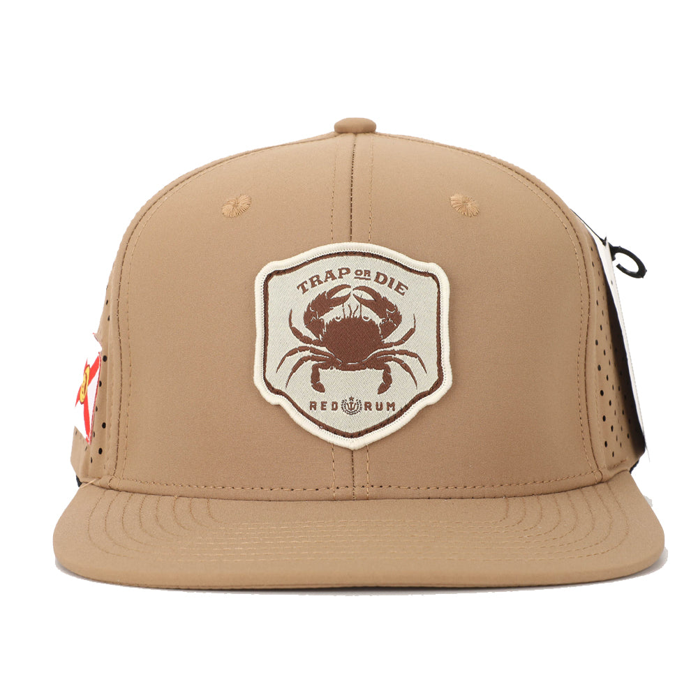 Perforated Mesh Snapback Hat - Trap or Die - Stone Crab Brown