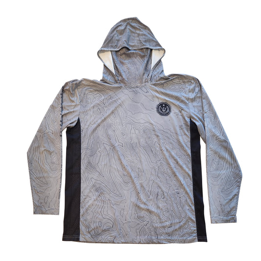 Performance Long Sleeve Hoodie Shirt with Mask - Contour Camo - Gray