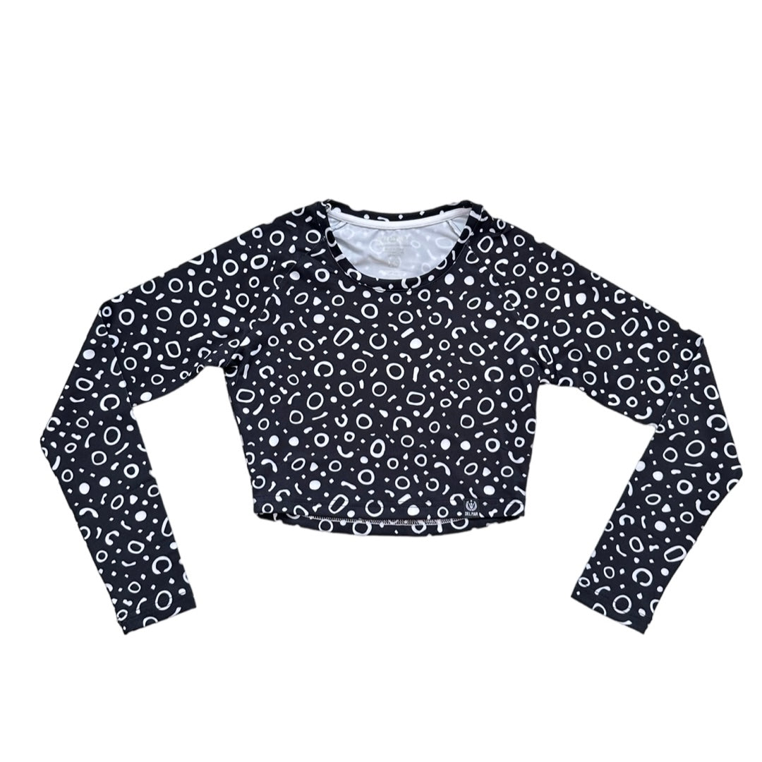 Womens Long Sleeve Crop Top Rash Guard Shirt - Spotted Eagle Ray