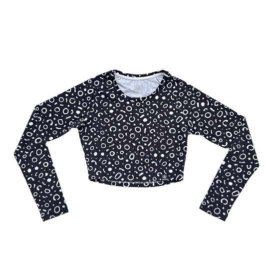 Womens Long Sleeve Crop Top Rash Guard Shirt - Spotted Eagle Ray