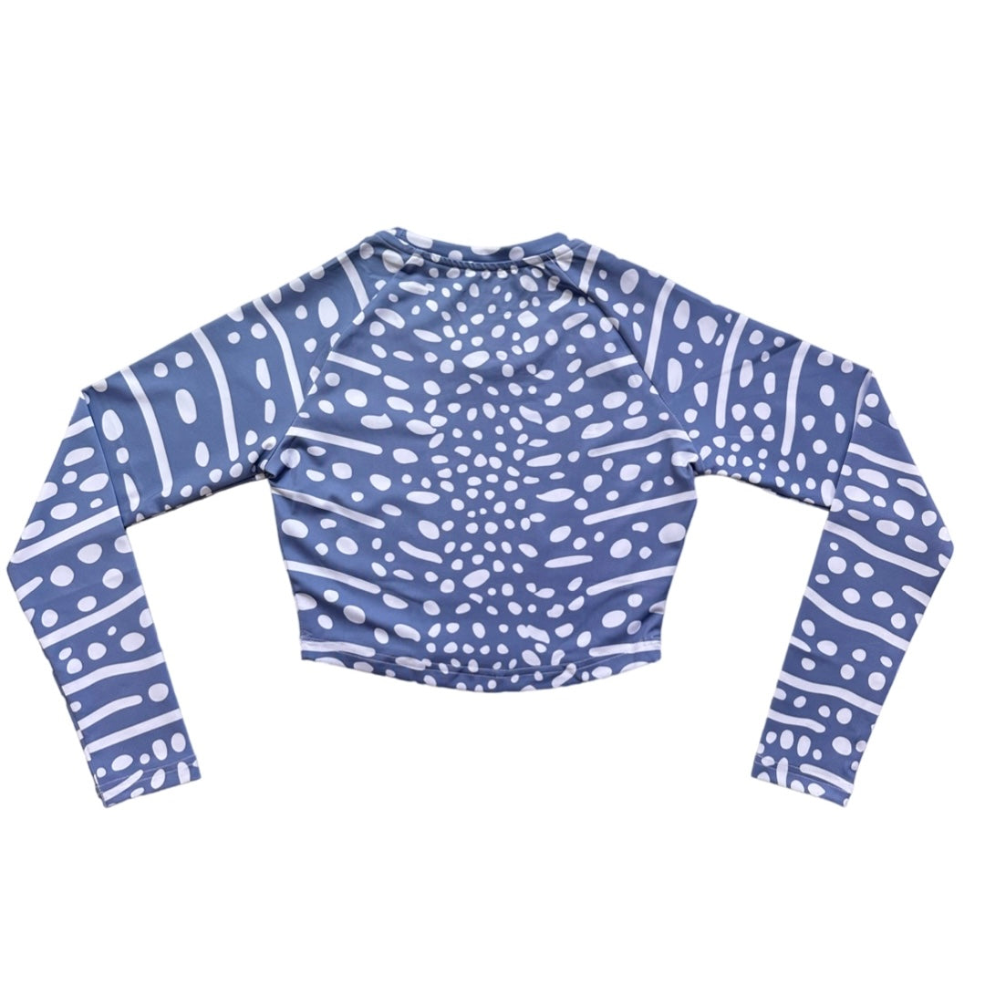 Womens Long Sleeve Crop Top Rash Guard Shirt - Whale Shark