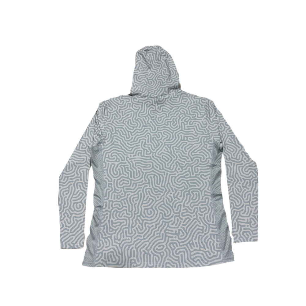 Womens Performance Long Sleeve Hoodie Shirt - Brain Coral