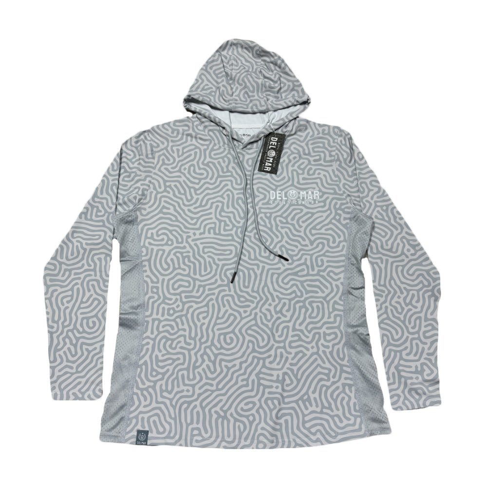 Womens Performance Long Sleeve Hoodie Shirt - Brain Coral