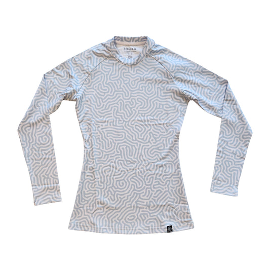 Womens Long Sleeve Rash Guard Shirt - Brain Coral